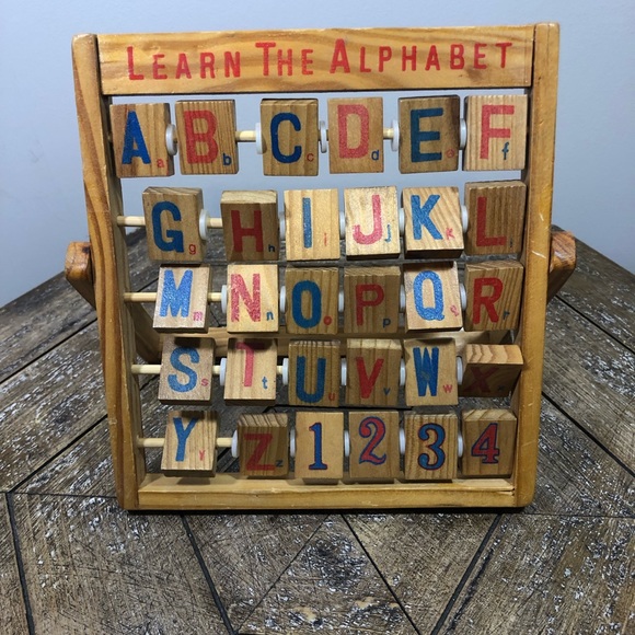 Other - Vintage Learn The Alphabet Wooden ABC Toy With Flip Letters